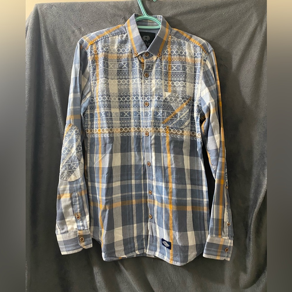 Simons|DJAB Button down patterned flannel. Men's small.